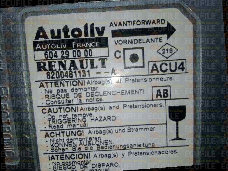 AUTOLIV ACU4 604290000 RENAULT MEGANE II 8200481131--A AB EEPROM 95160