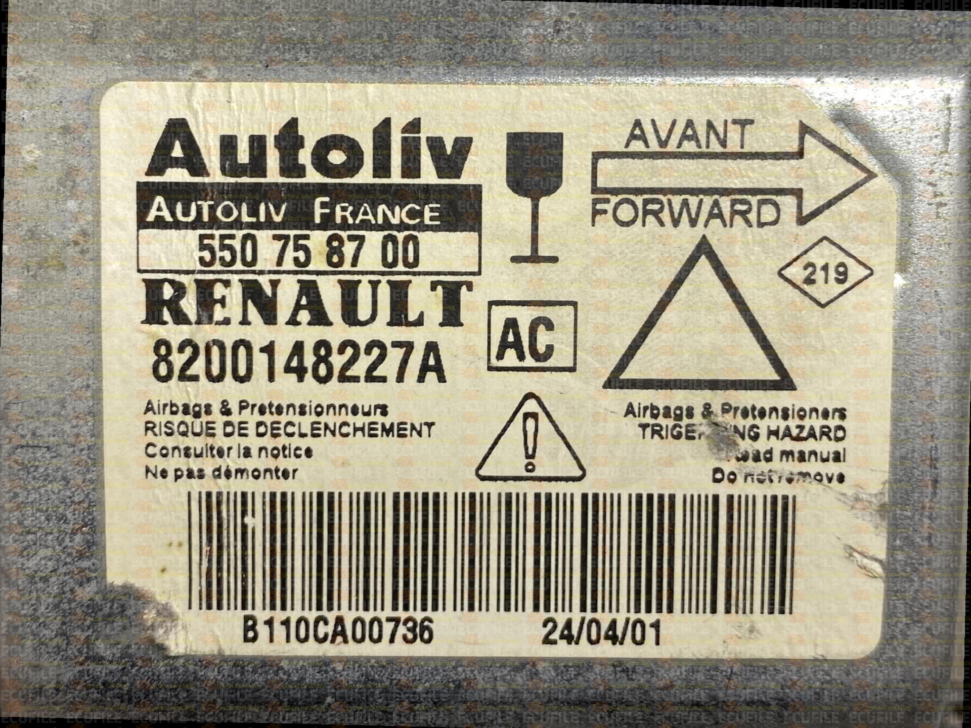 AUTOLIV 550758700 RENAULT LAGUNA II 8200148227A AC