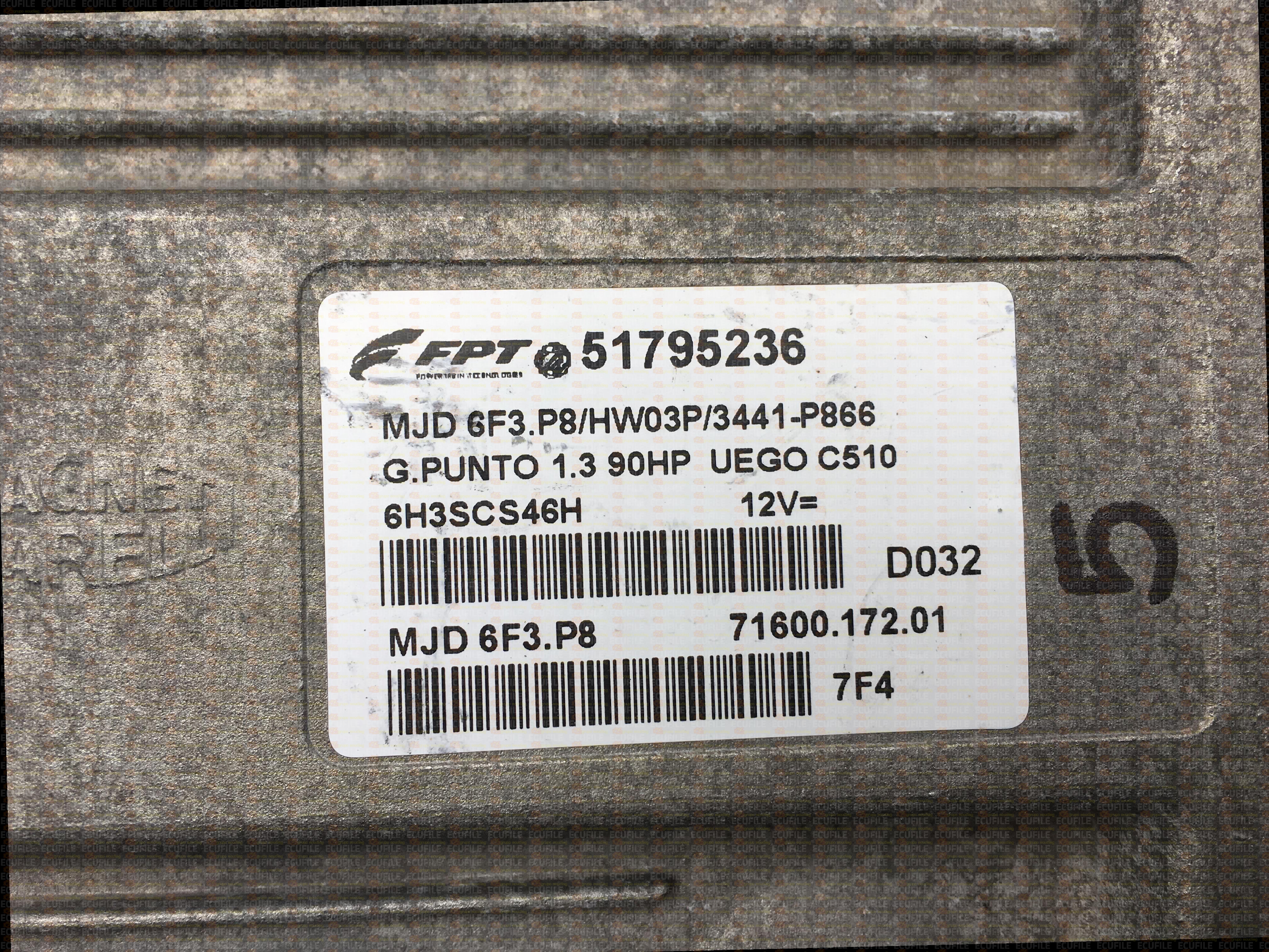 MAGNETI MARELLI MJD 6F3.P8 71600.172.01 FIAT GRANDE PUNTO 1.3 JTD 90HP 51795236 HW03P 3441P866