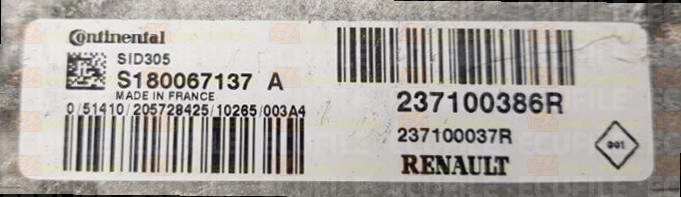CONTINENTAL SID305 S180067137A RENAULT DACIA 237100037R 237100386R FLASH TC1766