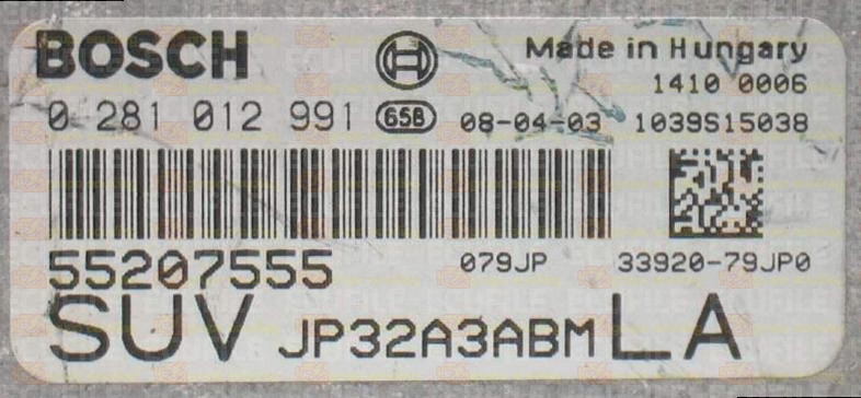 BOSCH EDC16C39-5.P0 0281012991 SUZUKI 33920-79JP0 FIAT 55207555 SUV JP32A3ABM LA EEPROM 95640