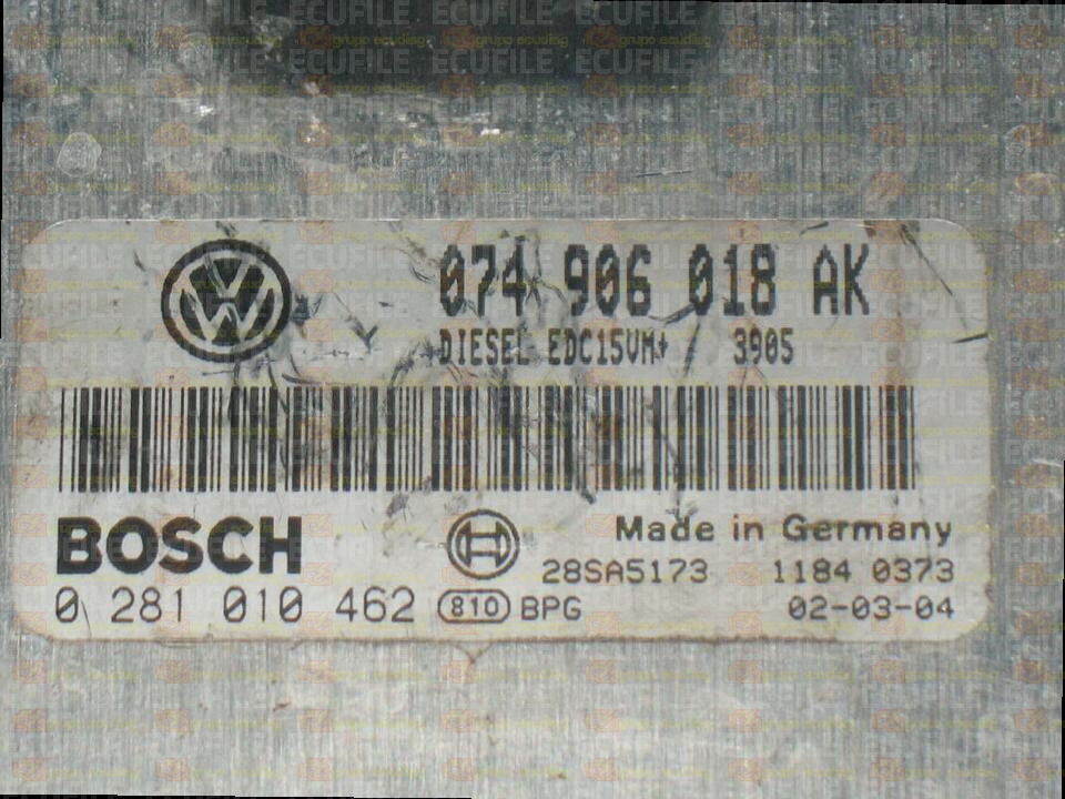 BOSCH EDC15VM+2.V1 0281010462 VOLKSWAGEN TRANSPORTER T4 2.5 TDI 88HP 074906018AK 1037362446