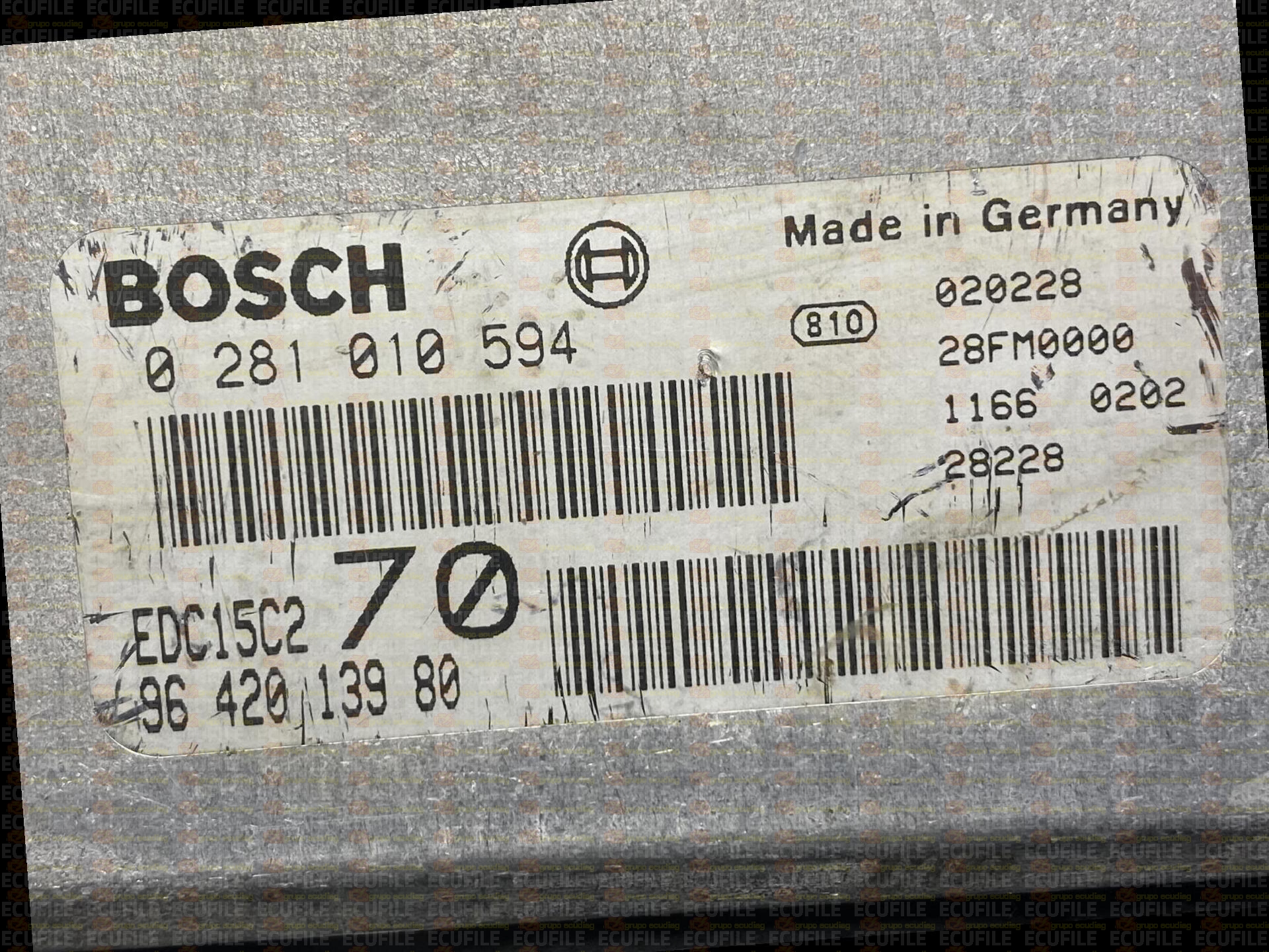 BOSCH EDC15C2-11.1 0281010594 PEUGEOT 206 I 2.0 HDI 90HP 9642013980 1037353648