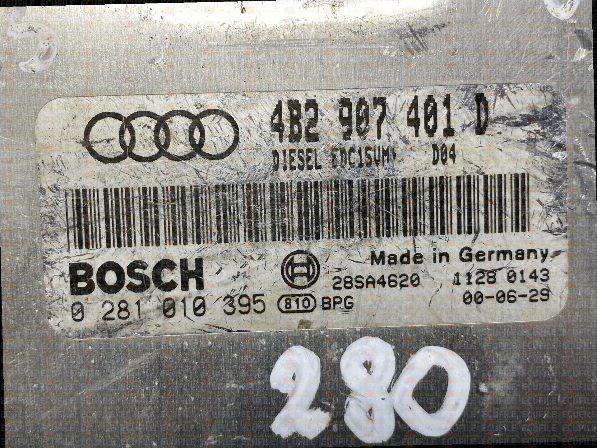 BOSCH EDC15VM+2.M1 0281010395 AUDI A6 I 2.5 TDI V6 180HP 4B2907401D 1037354333 - D04