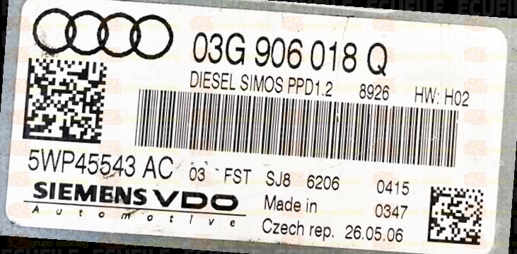SIEMENS VDO SIMOS PPD1.2 5WP45543AC AUDI A3 II (8P) 2.0 TDI 125KW 170HP L4 16V BMN 03G906018Q 03G906018DH SN100L8000000 - 4346