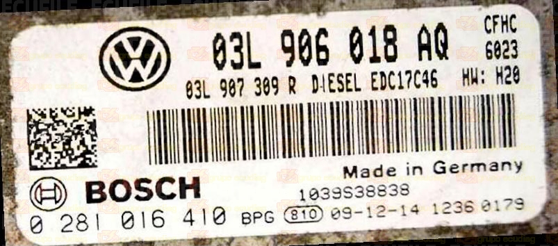 BOSCH EDC17C46-2.7 0281016410 VOLKSWAGEN GOLF VI 2.0 TDI 140HP 03L907309R 03L906018AQ 1037525562 - 9016