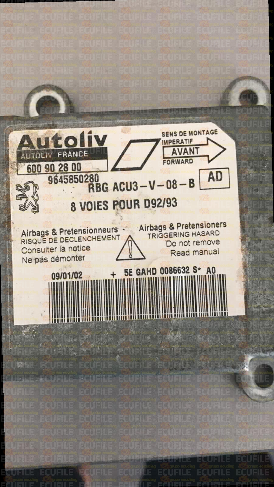 AUTOLIV 600902800 PEUGEOT 406 9645850280 AD