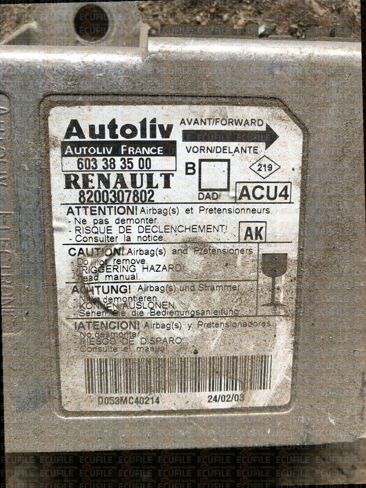 AUTOLIV ACU4 603383500 RENAULT MEGANE II 8200307802 AK EEPROM 95160