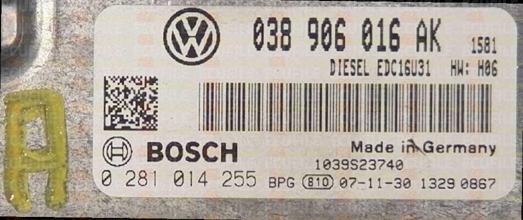 BOSCH EDC16U31-3.1 0281014255 VOLKSWAGEN MULTIVAN T5 1.9 TDI 85HP 038906016AK 1037393509-2247