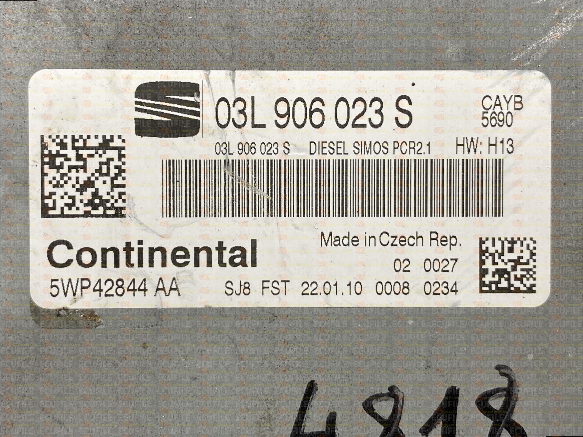 CONTINENTAL SIMOS PCR2.1 5WP42844AA SEAT IBIZA IV 1.6 TDI 90HP 03L906023S SM2E0DG000000-5690