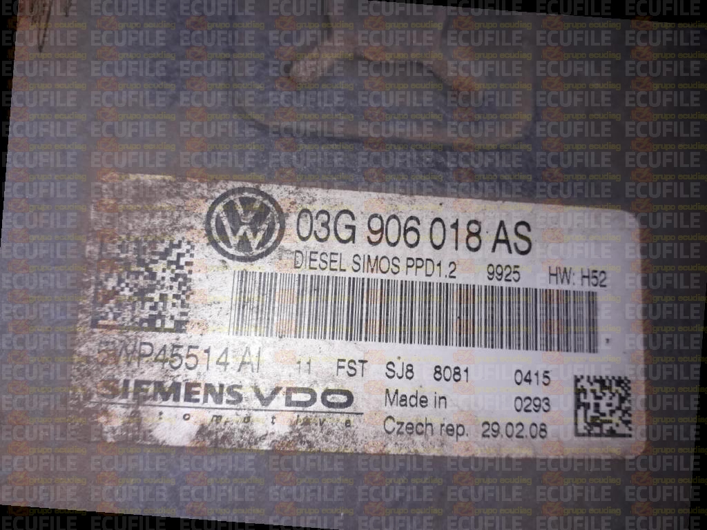SIEMENS VDO SIMOS PPD1.2 5WP45514AI VOLKSWAGEN PASSAT VI 2.0 TDI 170HP 03G906018AS SN100L6000000-9925