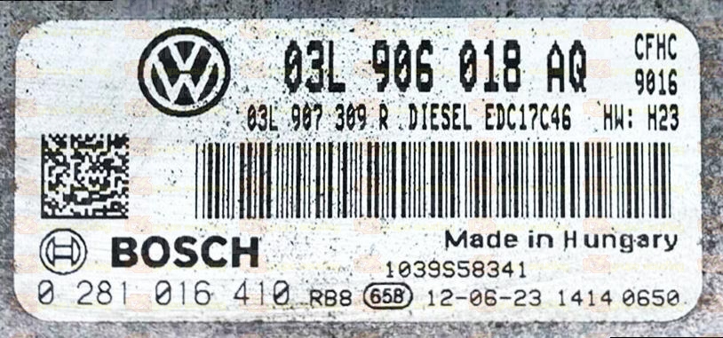 BOSCH EDC17C46-2.7 0281016410 VOLKSWAGEN GOLF VI 2.0 TDI 140HP 03L907309R 03L906018AQ 1037525562 - 9016