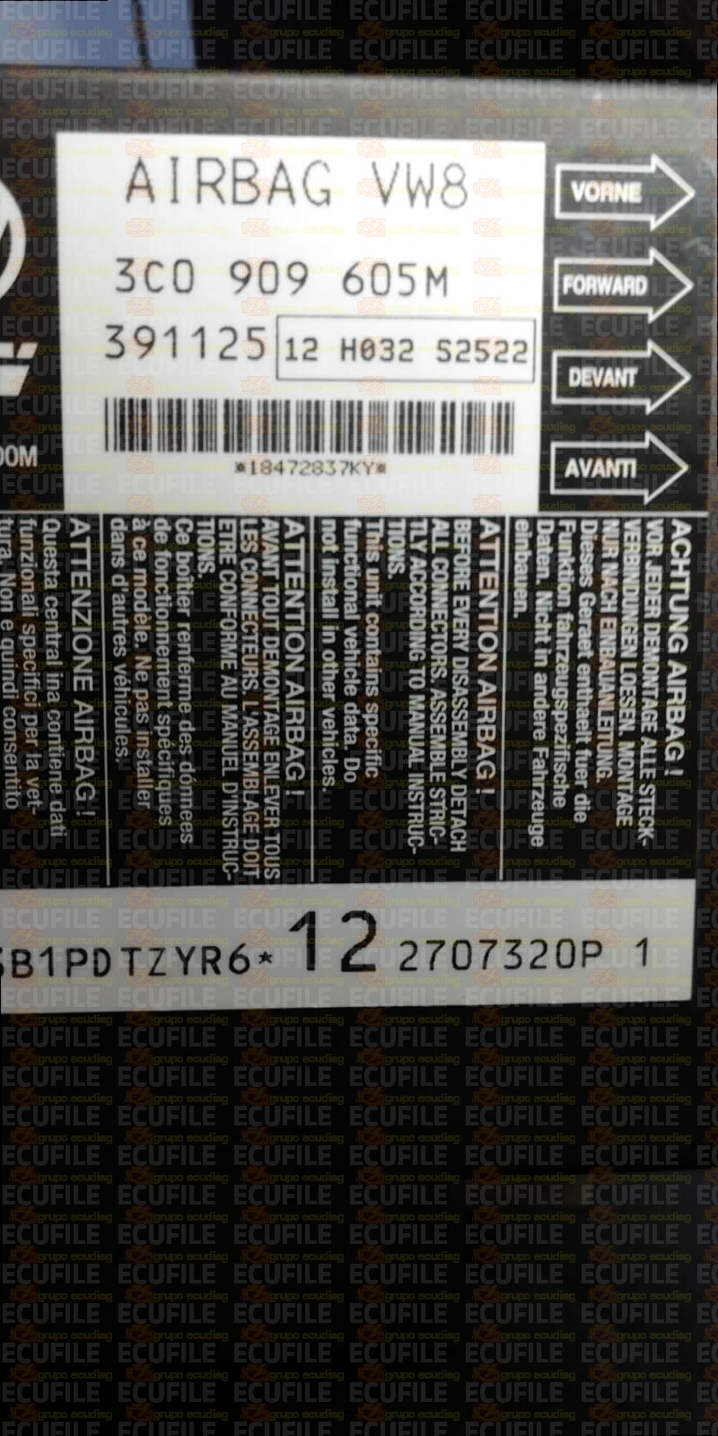 TRW 391125 VOLKSWAGEN PASSAT 3C0909605M VW8