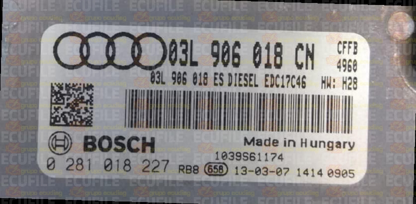 BOSCH EDC17C46-2.5 0281018227 AUDI Q3 I 2.0 TDI 140HP 03L906018ES 03L906018CN 9977 - 1037561744