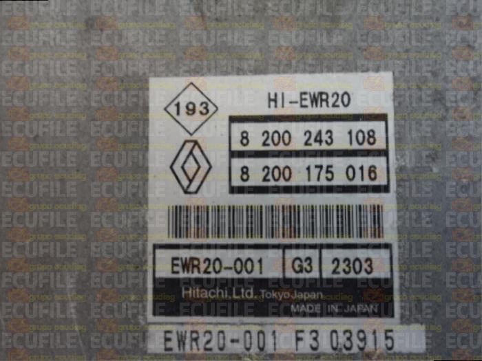 HITACHI HI-EWR20 EWR20-001 G3 2303 RENAULT VELSATIS I 3.5i V6 24V 240HP 8200175016 8200243108 EEPROM 93C66