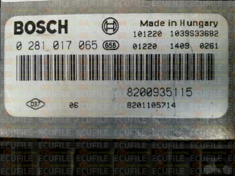 BOSCH EDC16C36-3.3 0281017065 RENAULT TRAFIC II 2.0 DCI 114HP 8200935115 8201105714 1037503138-8201133411