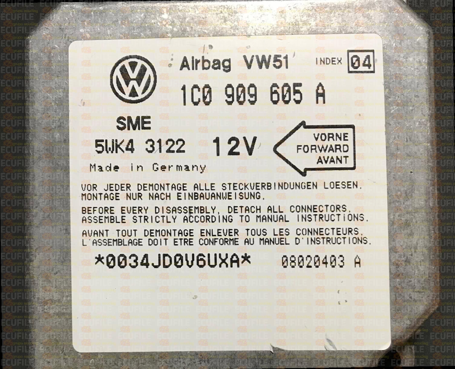 SIEMENS 5WK43122 VOLKSWAGEN GOLF 1C0909605A VW51 INDEX 04