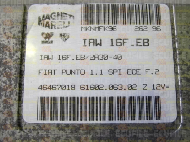 MAGNETI MARELLI IAW 16F.EB 61602.063.02 FIAT PUNTO 1.1i 46467018 EEPROM MC68HC11F1