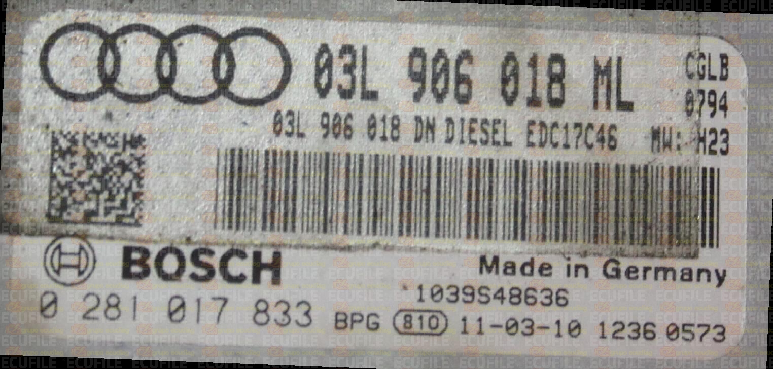 BOSCH EDC17C46-2.22 0281017833 AUDI Q5 I 2.0 TDI 170HP 03L906018DN 03L906018ML 9977 - 1037560970