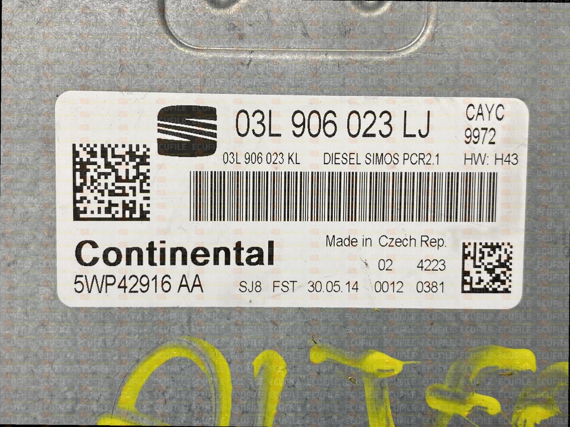 CONTINENTAL SIMOS PCR2.1 5WP42916AA SEAT ALTEA I 1.6 TDI 105HP 03L906023KL 03L906023LJ SM2G0M0000000-9972