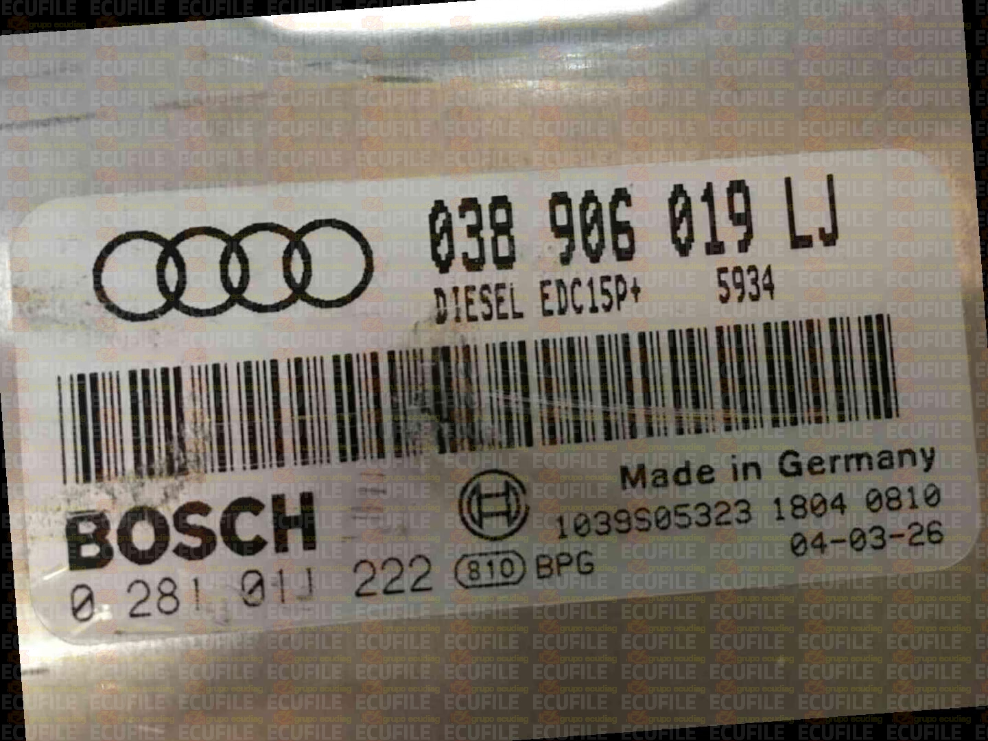 BOSCH EDC15P+22.3.2 0281011222 AUDI A4 1.9 TDI 130HP 038906019LJ 1037370445
