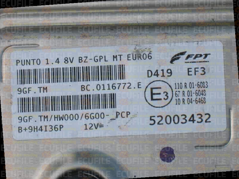 MAGNETI MARELLI 9GF.TM BC.0116772.E FIAT PUNTO 1.4 52003432 HW000 EEPROM 95640