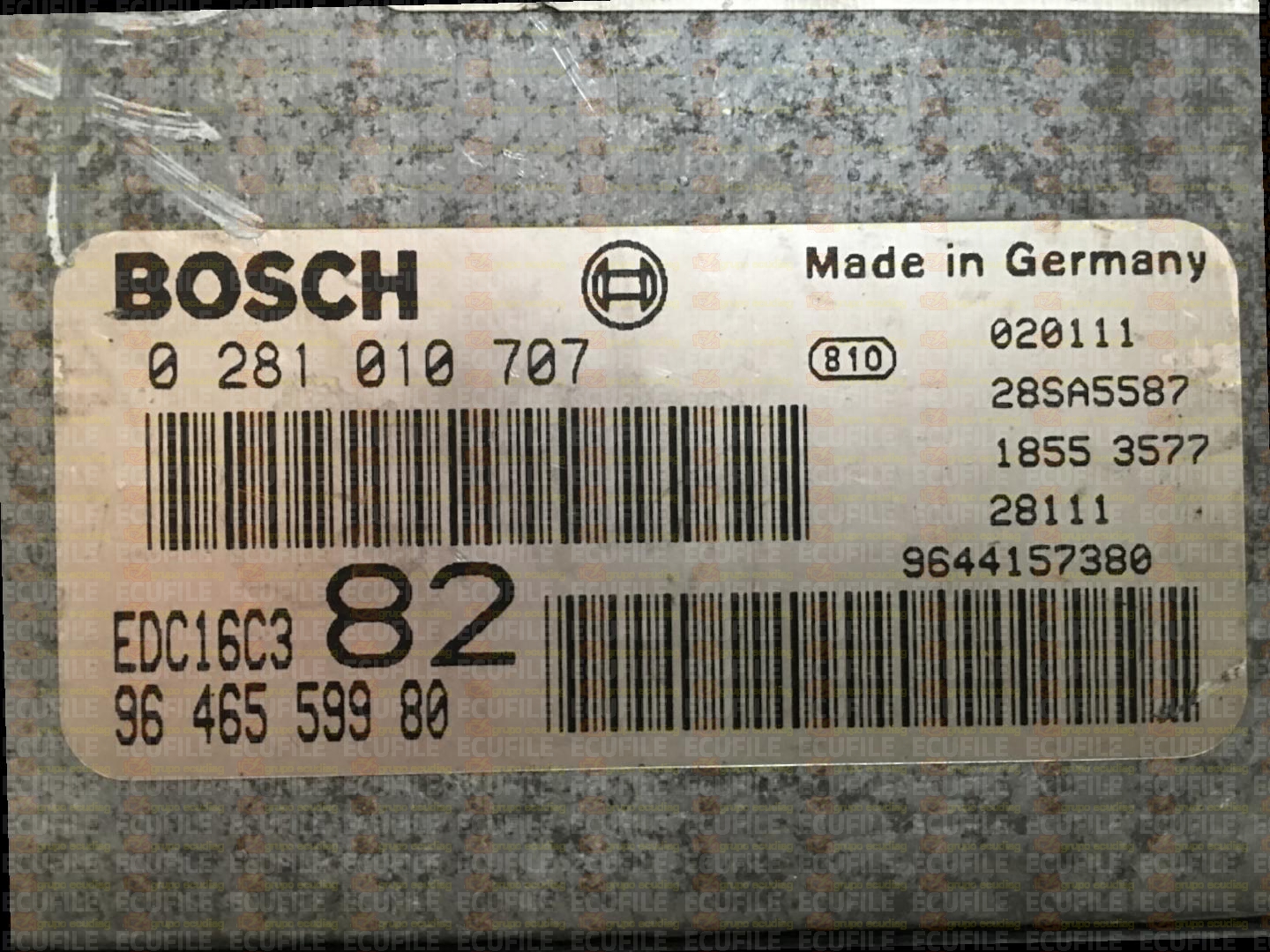 BOSCH EDC16C3-9.12 0281010707 PEUGEOT 206 1.4 HDI 68HP 9646559980 1037363160