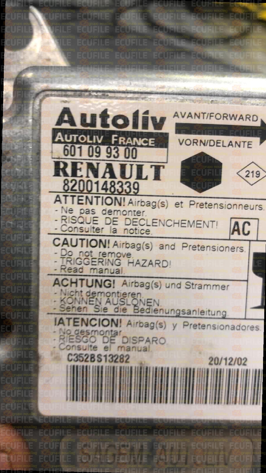 AUTOLIV 601099300 RENAULT KANGOO 8200148339 AC