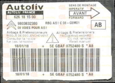 AUTOLIV 626181500 CITROEN C3 II DS3 I 9803832380 AB EEPROM 95320