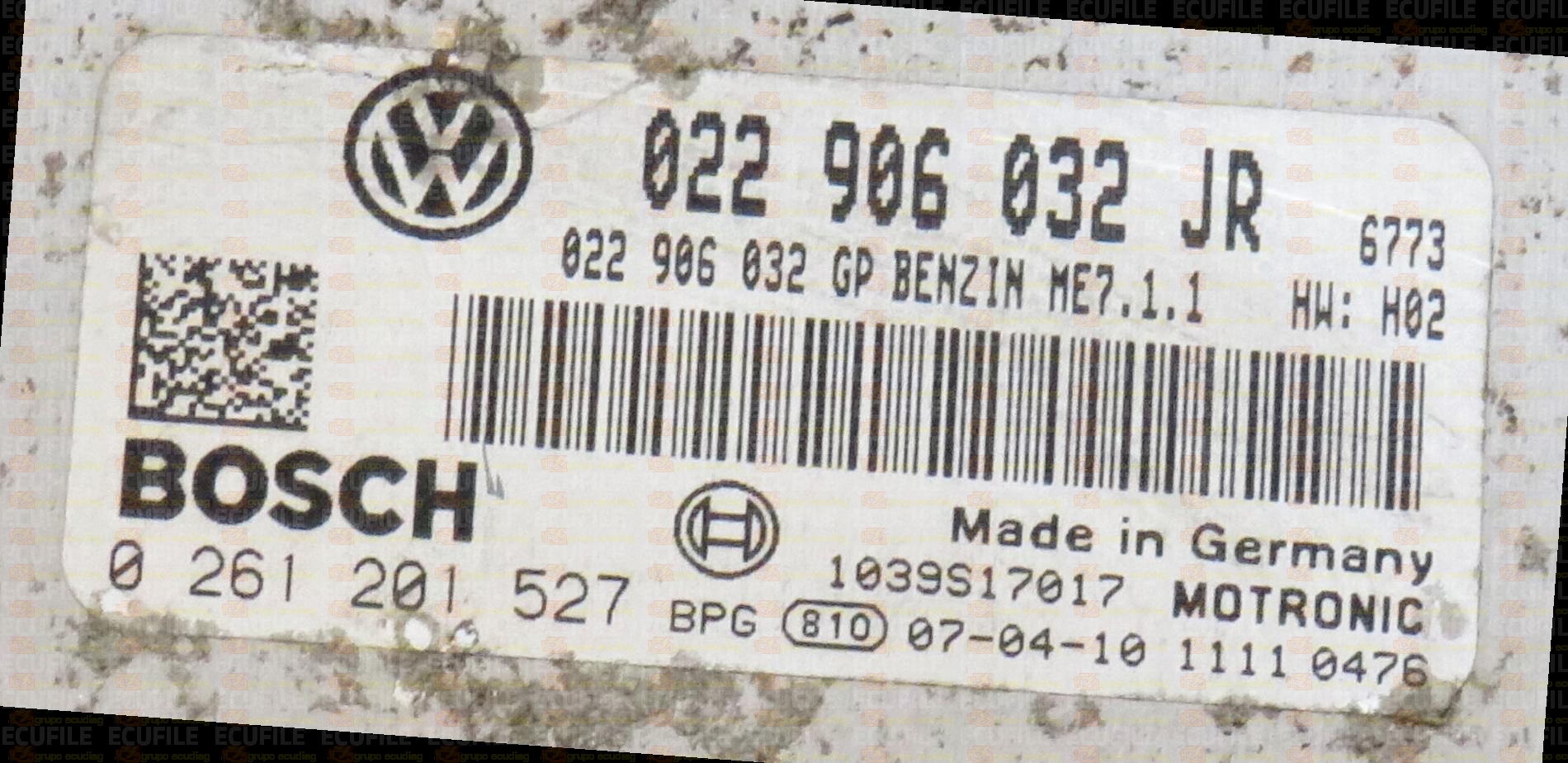 BOSCH ME7.1.1 0261201527 VOLKSWAGEN GOLF V R32 3.2i 250HP 022906032GP 022906032JR 6773 - 1037382160