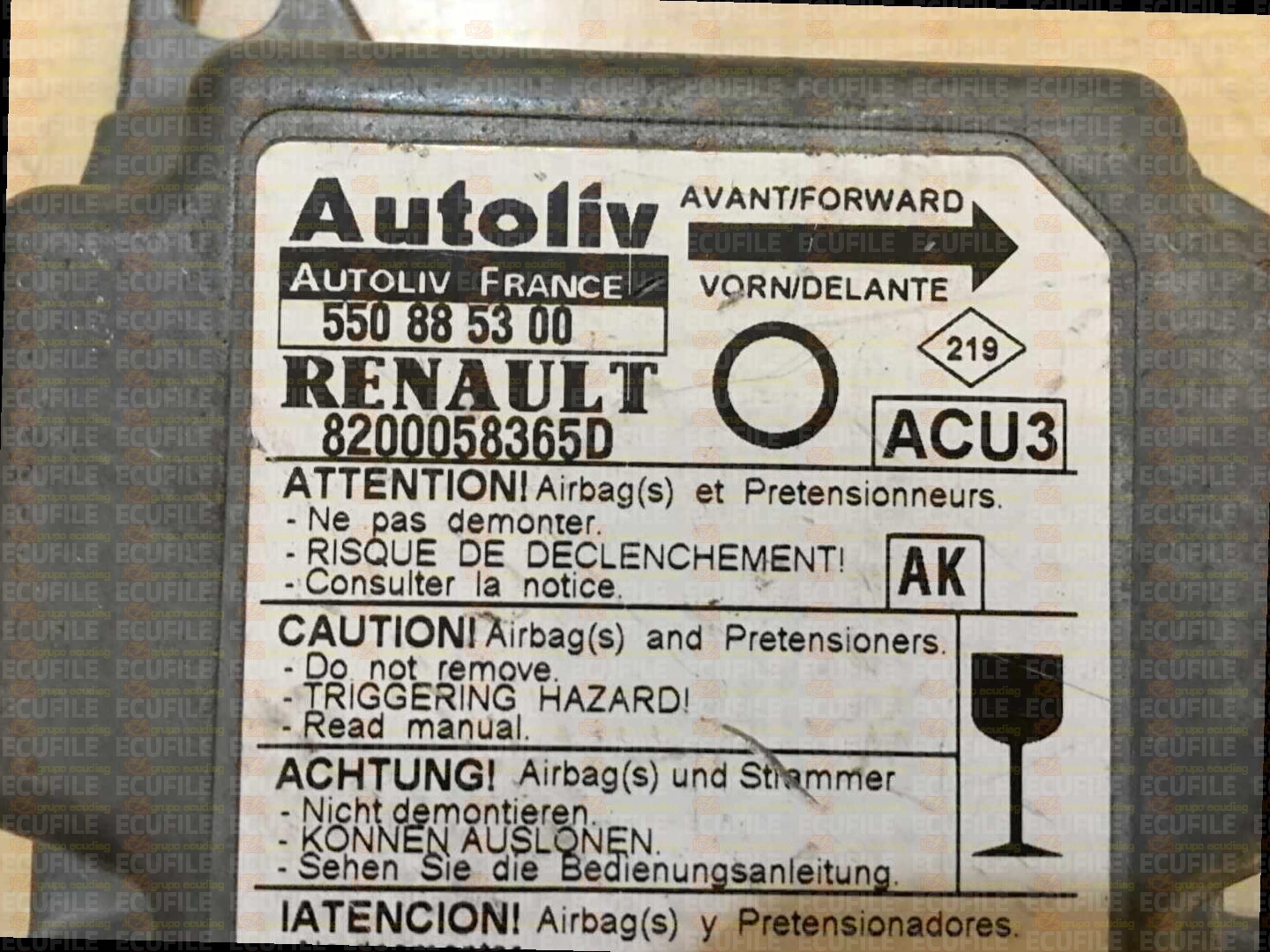 AUTOLIV ACU3 550885300 RENAULT TWINGO I 8200058365D AK