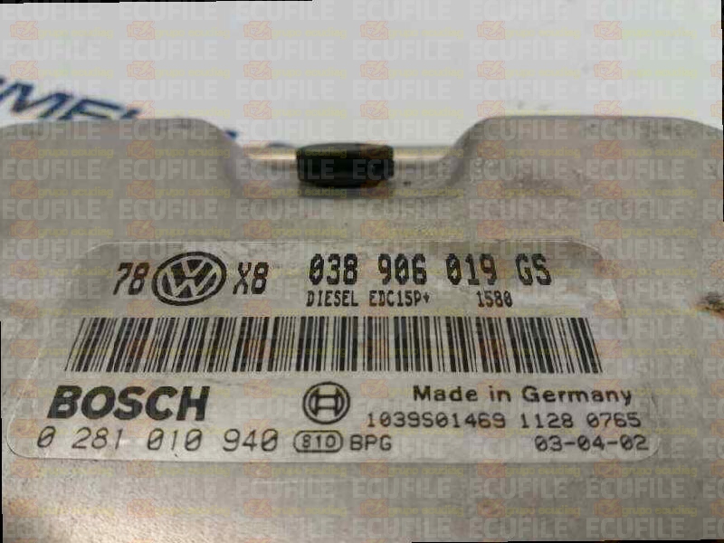 BOSCH EDC15P+22.3.2 0281010940 VOLKSWAGEN PASSAT 1.9 TDI 130HP 038906019GS 1037366946