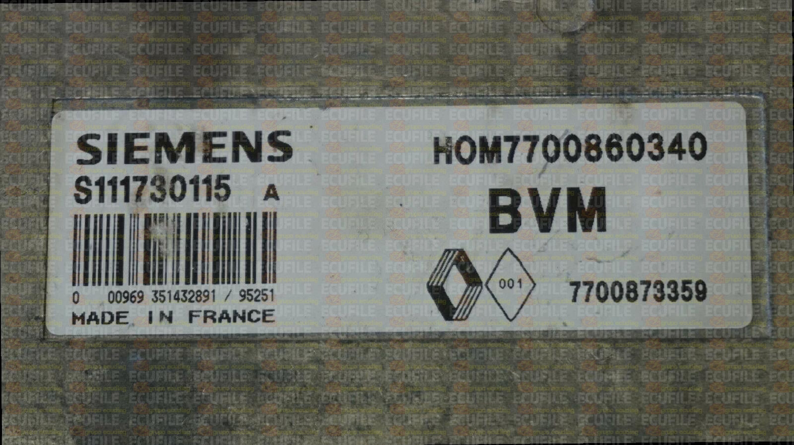 SIEMENS FENIX S111730115A RENAULT 7700873359 HOM7700860340 EEPROM MC68HC11