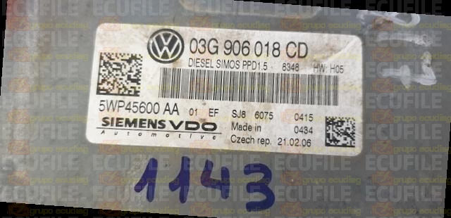 SIEMENS VDO SIMOS PPD1.5 5WP45600AA VOLKSWAGEN PASSAT VI 2.0 TDI 140HP 03G906018CD SN000F7500000-9627