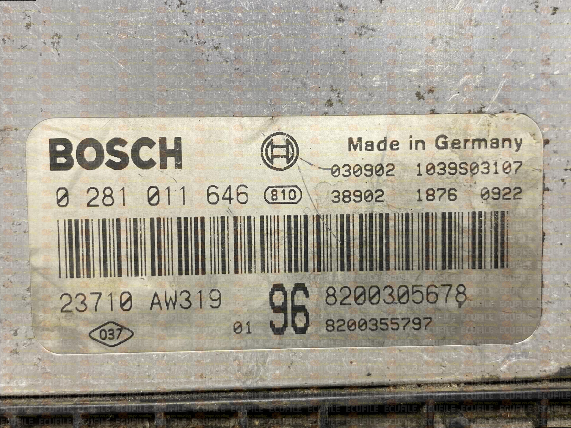 BOSCH EDC16C3-10.22 0281011646 NISSAN PRIMERA III P12 1.9 DCI 120HP 23710AW319 RENAULT 8200305678 8200355797 1037368861