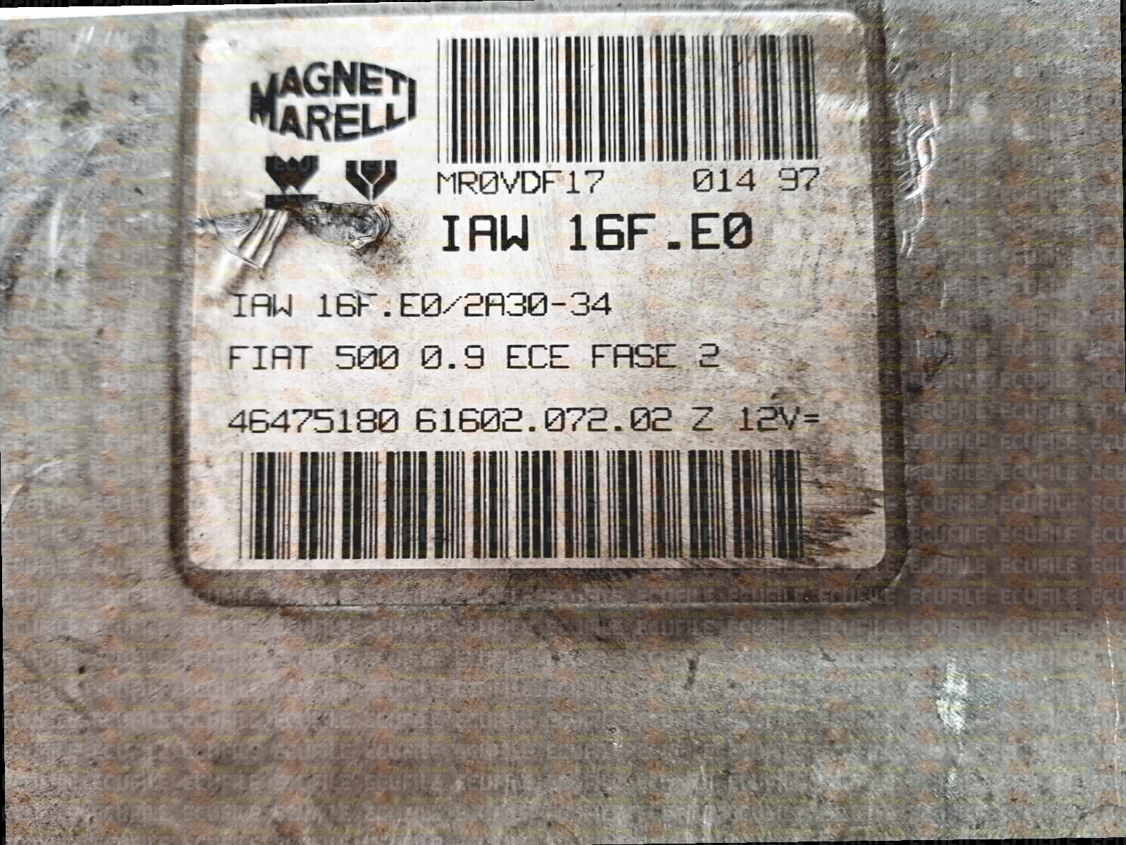 MAGNETI MARELLI IAW 16F.E0 61602.072.02 FIAT 500 CINQUECENTO 0.9i 46475180 EEPROM MC68HC11F1