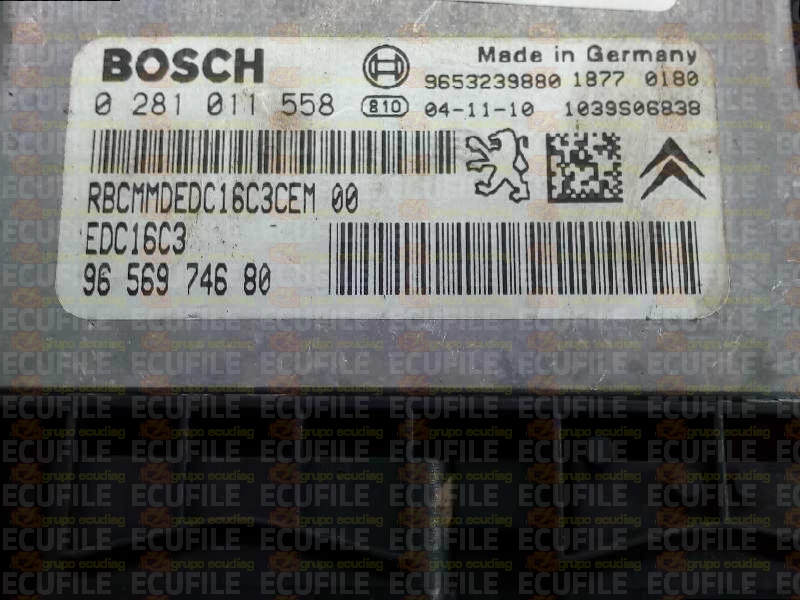 BOSCH EDC16C3-9.17 0281011558 PEUGEOT 407 1.6 HDI 110HP 9656974680 1037374181