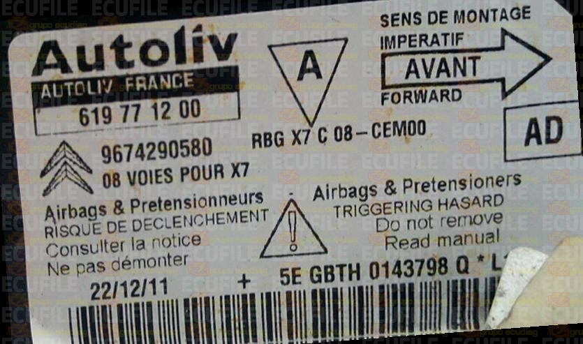 AUTOLIV 619771200 CITROEN C5 9674290580 AD