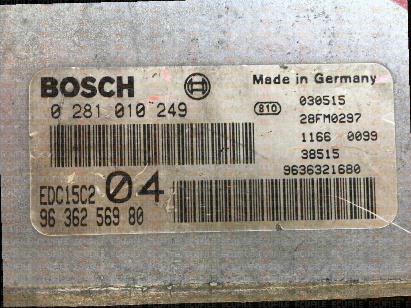 BOSCH EDC15C2-6.1 0281010249 CITROEN XSARA PEUGEOT 306 2.0 HDI 90HP 9636256980 1037359145