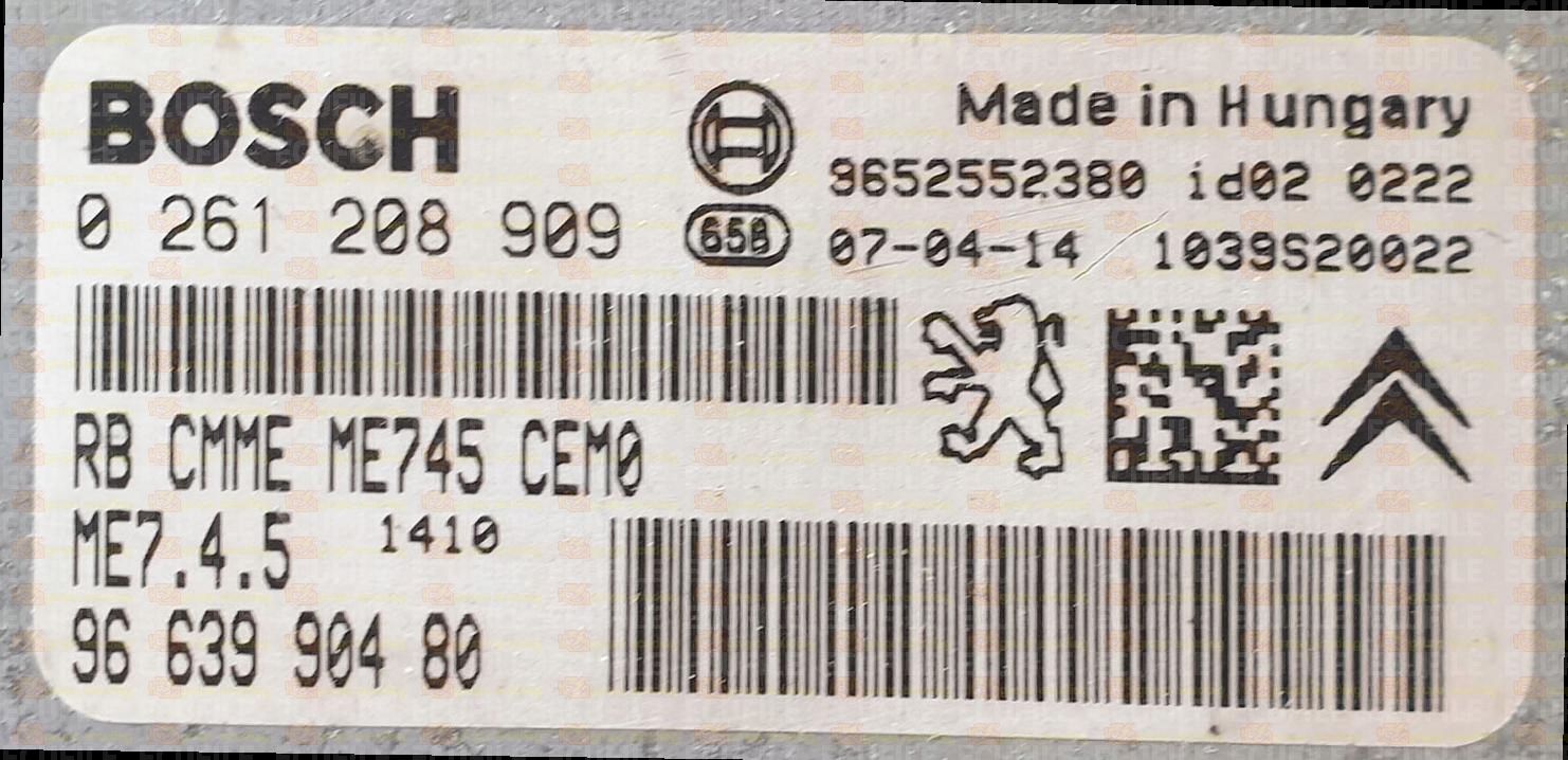 BOSCH ME7.4.5 0261208909 PEUGEOT 307 CC I 1.6i 109HP 9662307480 1037379154 -