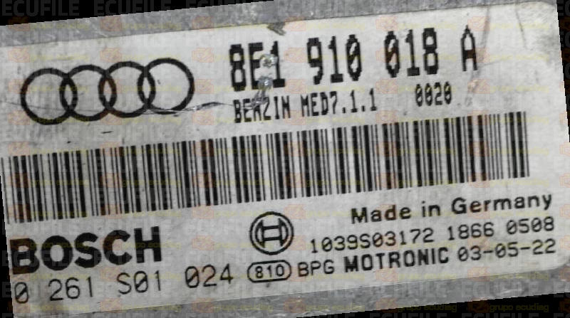 BOSCH MED7.1.1 0261S01024 AUDI A4 II 2.0 FSI 150HP 8E1910018A 1037368340 - 0020