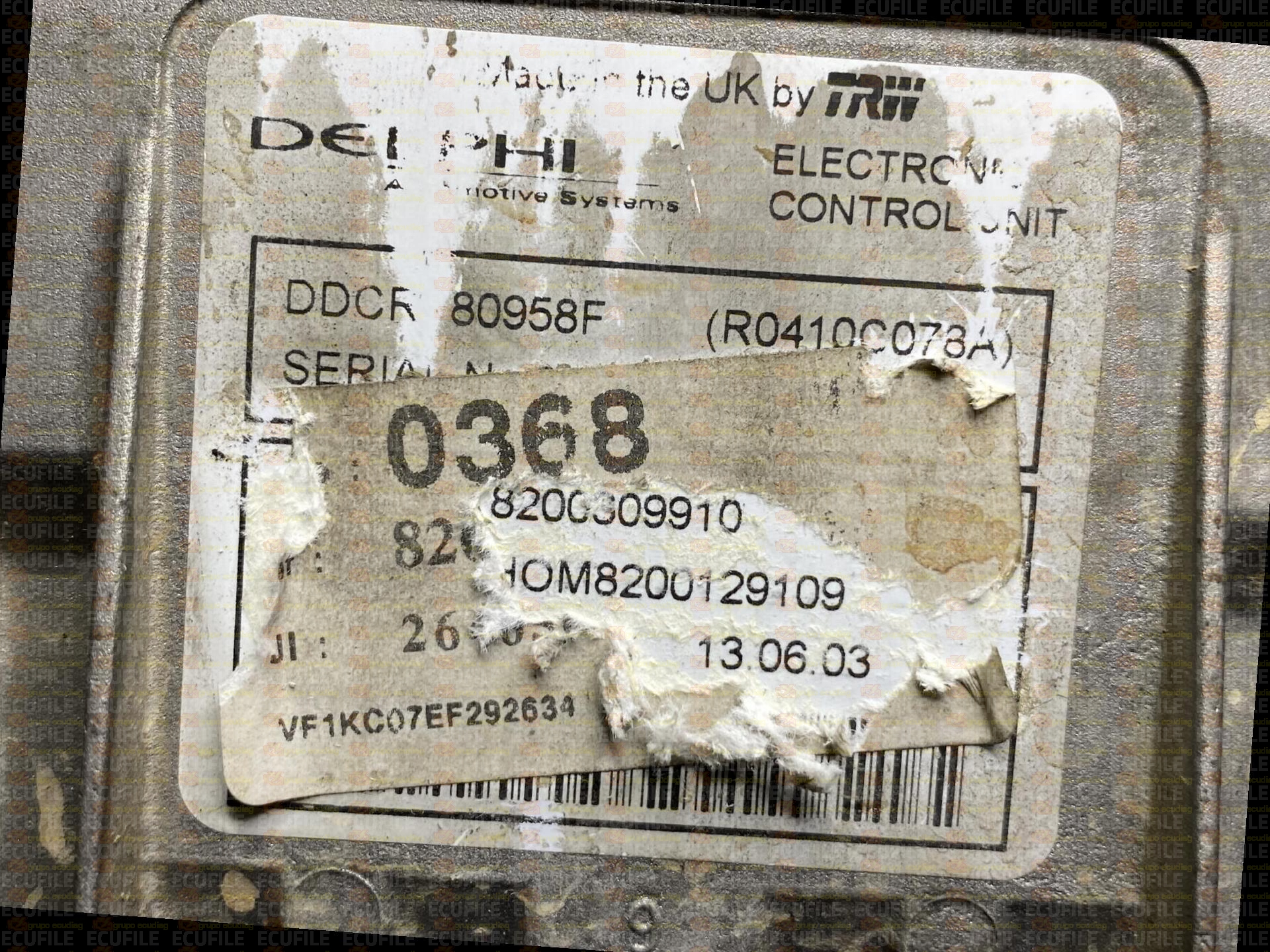 DELPHI TRW DDCR R0410C078A 80958F RENAULT KANGOO I 1.5 DCI 65HP HOM8200129109 8200309910 - 0A60