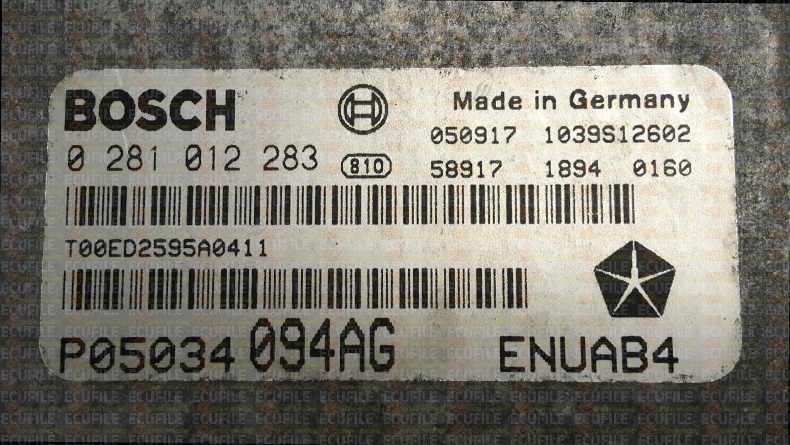 BOSCH EDC16C2-9.92 0281012283 CHRYSLER PT CRUISER 2.2 CRDI 150HP P05034094AG 1037380802-ENUAB4