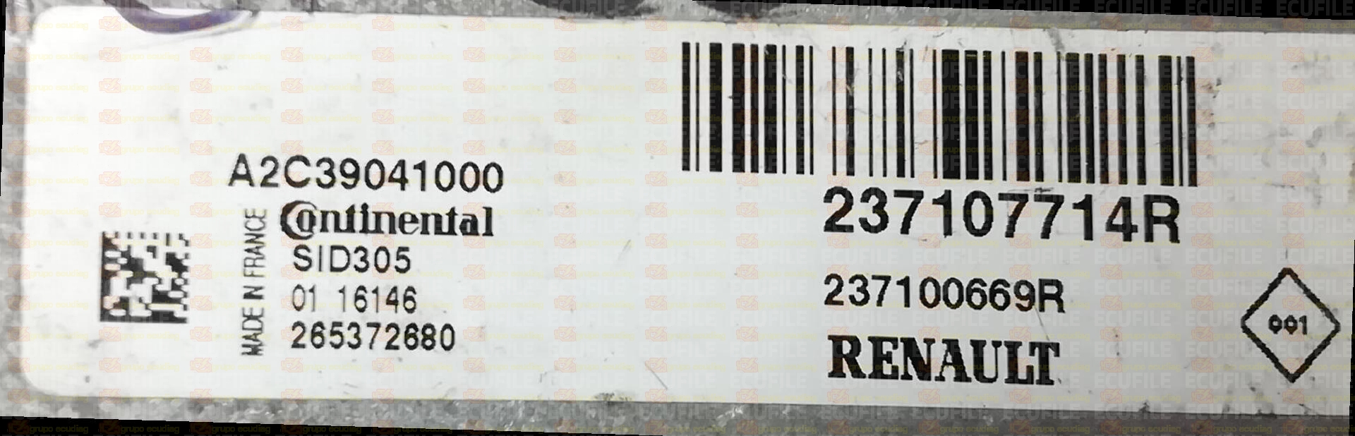 CONTINENTAL SID305 A2C39041000 RENAULT DACIA 237100669R 237107714R FLASH TC1766