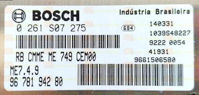 BOSCH ME7.4.9 0261S07275 PSA 9678194280 EEPROM 95320