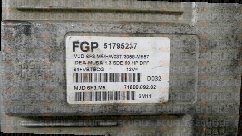 MAGNETI MARELLI MJD 6F3.M5 71600.092.02 FIAT IDEA MUSA 1.3 JTD 90HP 51795237 HW03T 3058M557
