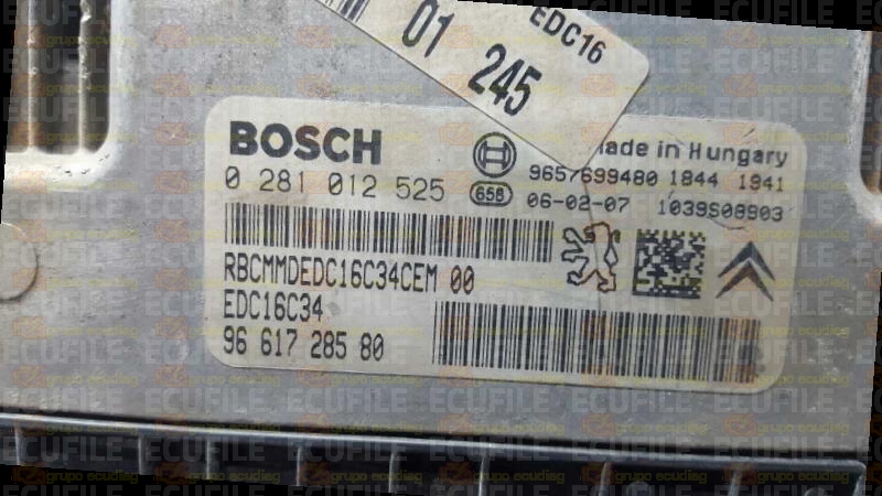 BOSCH EDC16C34-4.61 0281012525 CITROEN C3 PEUGEOT 206 207 1.4 HDI 68HP 9661728580 1037374475