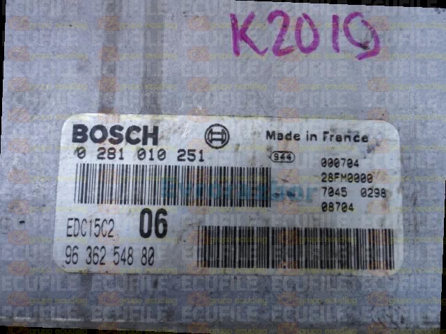 BOSCH EDC15C2-6.1 0281010251 CITROEN XANTIA PEUGEOT 406 2.0 HDI 90HP 9636254880 1037359146