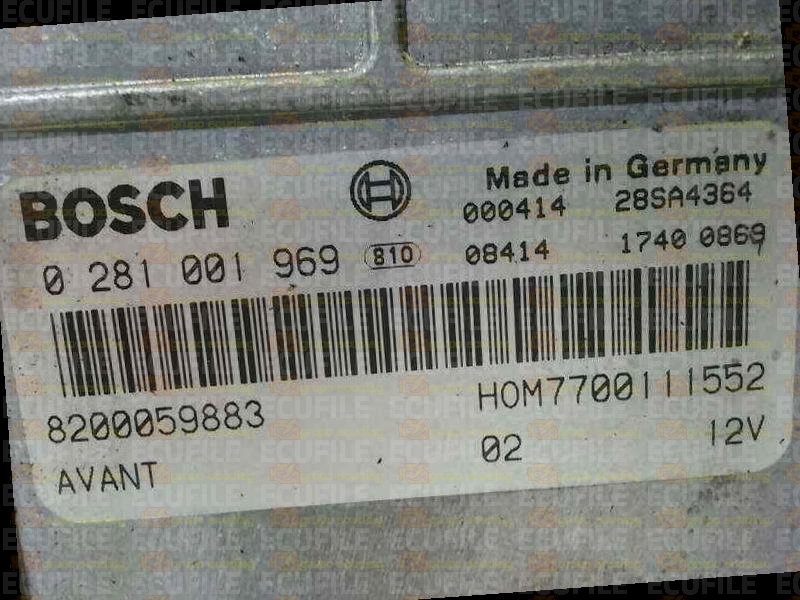 BOSCH EDCMSA15.5-5.42 0281001969 RENAULT MEGANE I SCENCI 1.9 DTI 98HP HOM7700111552 8200059883
