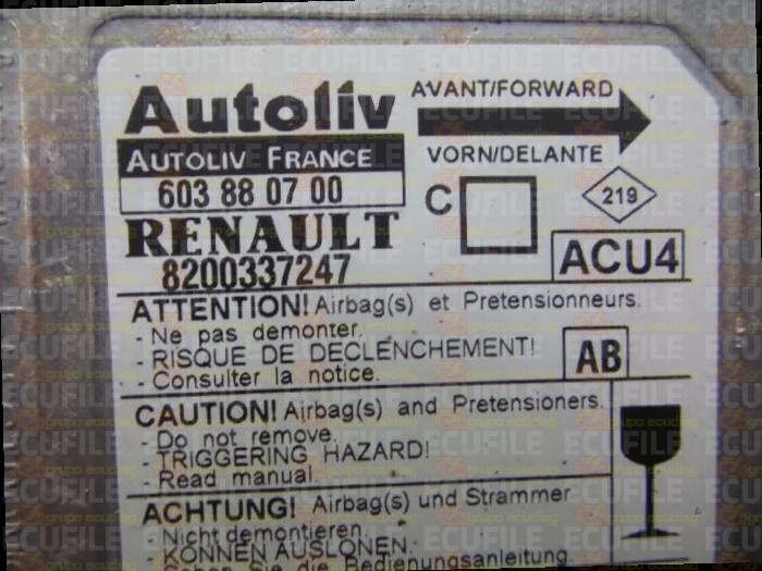 AUTOLIV ACU4 603880700 RENAULT MEGANE II 8200337247 AB EEPROM 95160